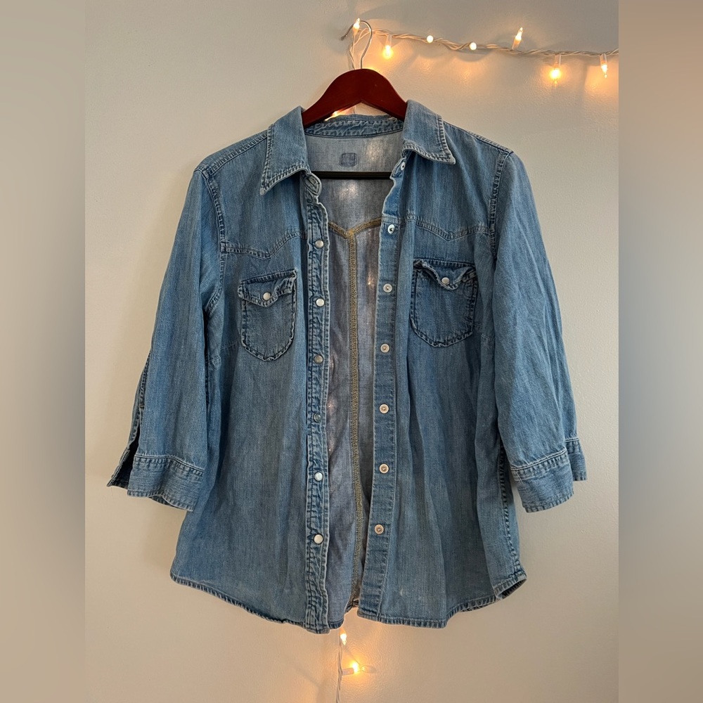 Vintage denim snap collar shirt